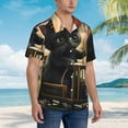 thumbnail image 3 of Vsdgher Adorable Kitten On Mini Train Print Men's Hawaiian Shirts Button Down Tropical Holiday Beach Shirts Vacation Clothes,Large, 3 of 7