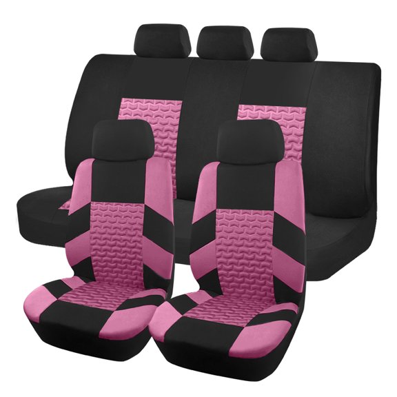 Autoking Cover Sports Car Seat Covers Set With Tire Track Detail Styling Universal Fit Most Cars Cover Black Set