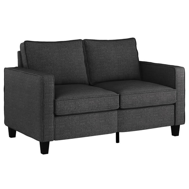 Sofá Sillón Loveseat 2 Plazas Sala De Madera con Cojines Gris Oscuro Kingshouse