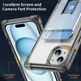 thumbnail image 5 of Wallet Case for iPhone 15, with Card Holder Slot Built-in Kickstand Shockproof Slim Hard Back Cover Soft TPU Bumper Translucent Clear for iPhone 15, Black, 5 of 8