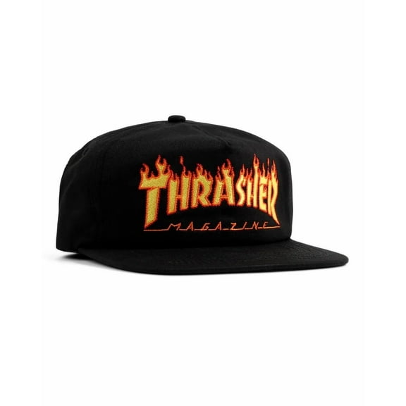 Thrasher Flame Embroidered Adjustable Hat Black