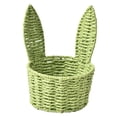 thumbnail image 2 of Adorable cesta tejida con orejas de conejo, organizador de dulces, decorativo y multiusos. Verde, 2 of 9