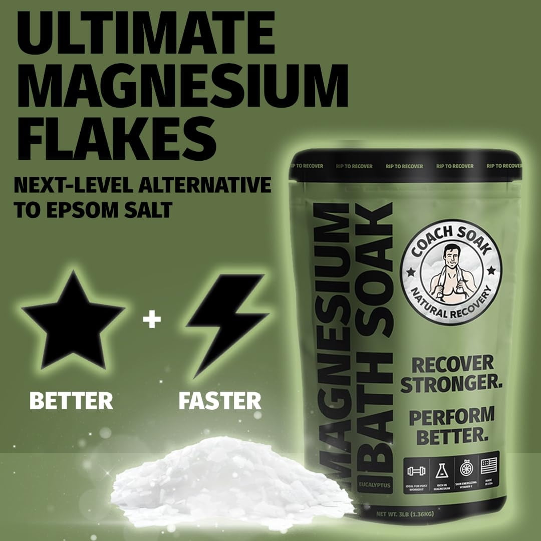 Coach Soak Magnesium Bath Flakes Eucalyptus Tea Tree Muscle Recovery Soak Post Workout Spa