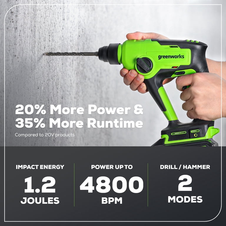 Greenworks 24V SDS Brushless Rotary Hammer Drill, Tool Only photo 3