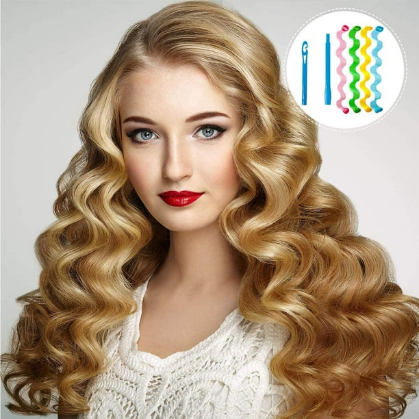 24Pieces Hair Curlers Spiral Curls Styling Kit Hair Curlers No Heat Magic Hair Curlers with 2 Pieces Styling Hooks Heatless DIY Wave Former for