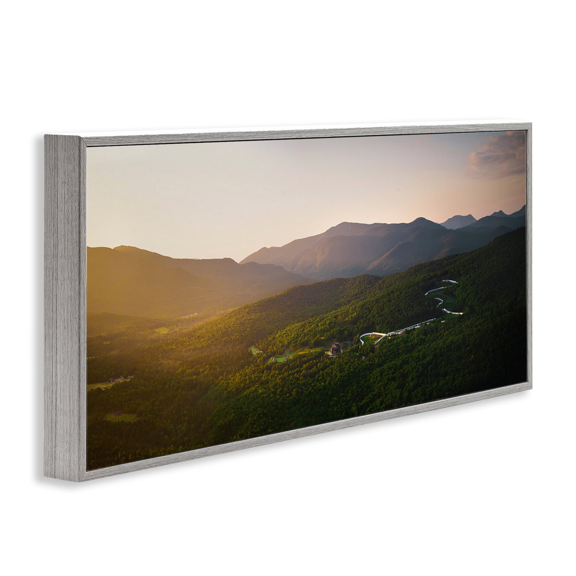 Stupell Industries Winding Road Through Forested Mountains Gray Framed Giclee Art, design by Jonathan Zaharek