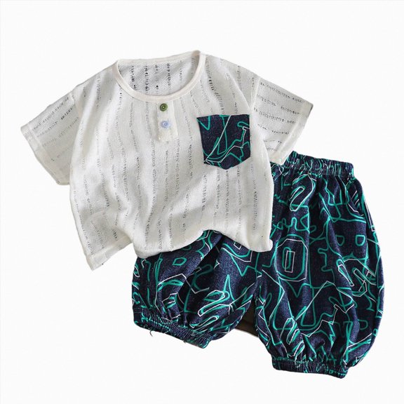 Toddler Boys Cotton Clothing Sets 6-12 Months 12-24 Months 2t 3t 4t 5t 6t 7t Children Short Sleeve Tee And Shorts(Navy,4-5 Years)