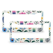 License Plate Frame Wildflowers Floral Botanical Floral Funny License Plates 2 Pcs Set Pink Rose Flowers Quality Aluminum License Plate Cover for Women Men Auto Decoration Hardware