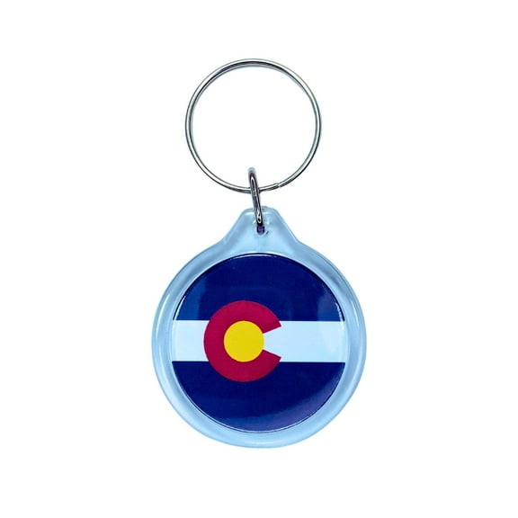 Round Acrylic Keychain - State Flag Colorado - USA | Lightweight Travel Keepsake, Collectible Souvenir, Everyday Key Accessory