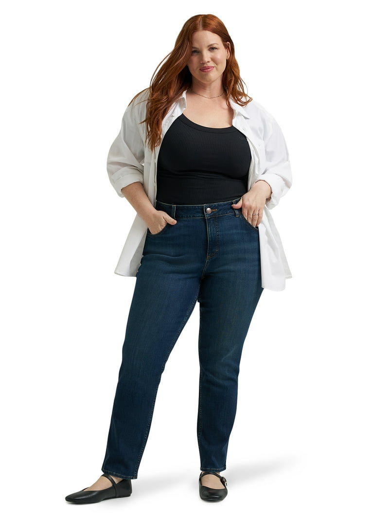 Lee Women's Plus Midrise Relaxed Fit Straight Leg Jean, Sizes 16