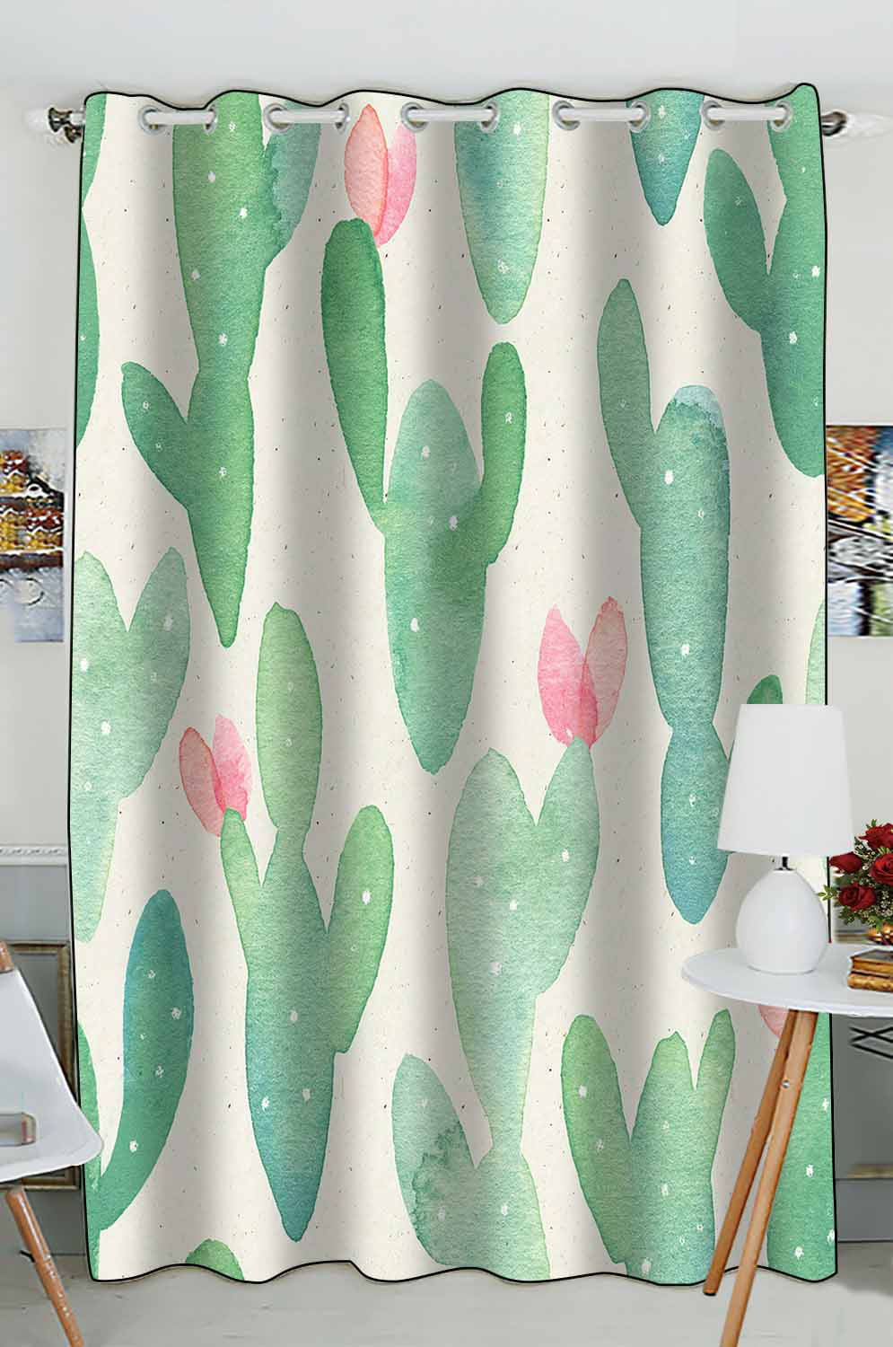 ABPHQTO Cactus Paper Botanical Cacti Window Curtain Kitchen Curtain ...