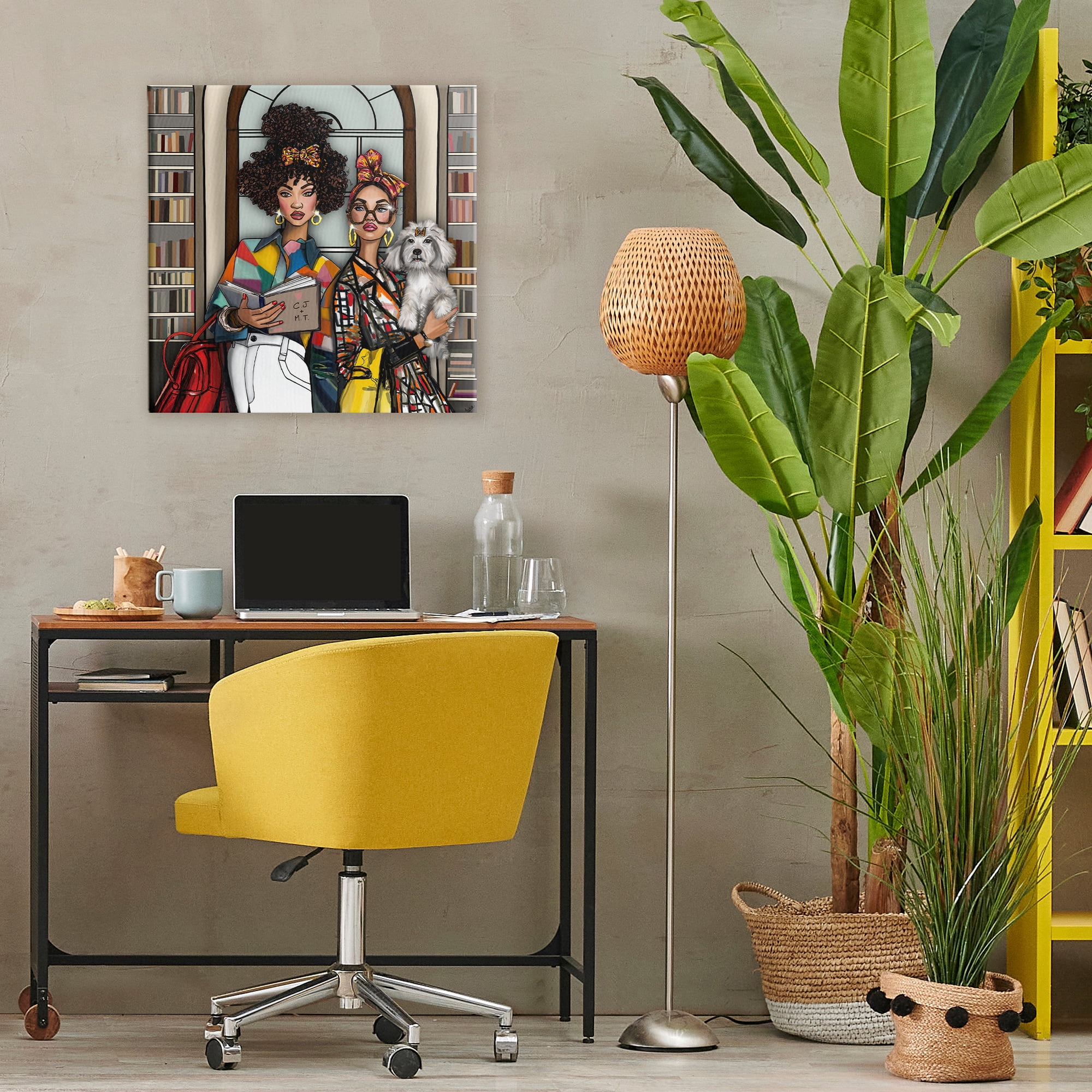Stupell Industries Bookish Girls at Library Canvas Wall Art, design by Tara Boone