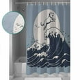thumbnail image 3 of 72x78 Inch Shower Curtain Blue Dog Bathroom Decor Waterproof Fabric Bathtub Bath Curtains Decorative Waves Abstract Art Dynamic Modern Extra Long Shower Curtain Set with Hooks, 3 of 6