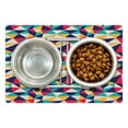thumbnail image 1 of Polygonal Pet Mat for Food and Water, Rhythmic Asymmetric Geometric Abstract Elements Colorful Illustration Pattern, Non-Slip Rubber Mat for Dogs and Cats, 18" X 12", by Ambesonne, 1 of 2