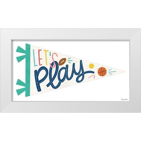 Lady Louise Designs 14x9 White Modern Wood Framed Museum Art Print Titled - Lets Play Pennant