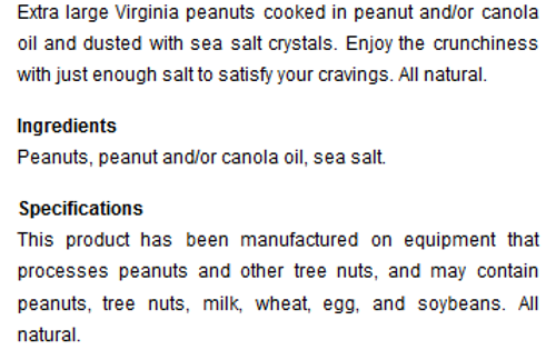 Blue Crab Bay "Sea Salt Nuts" Peanuts - 12 oz. Tin (Pack of 2)