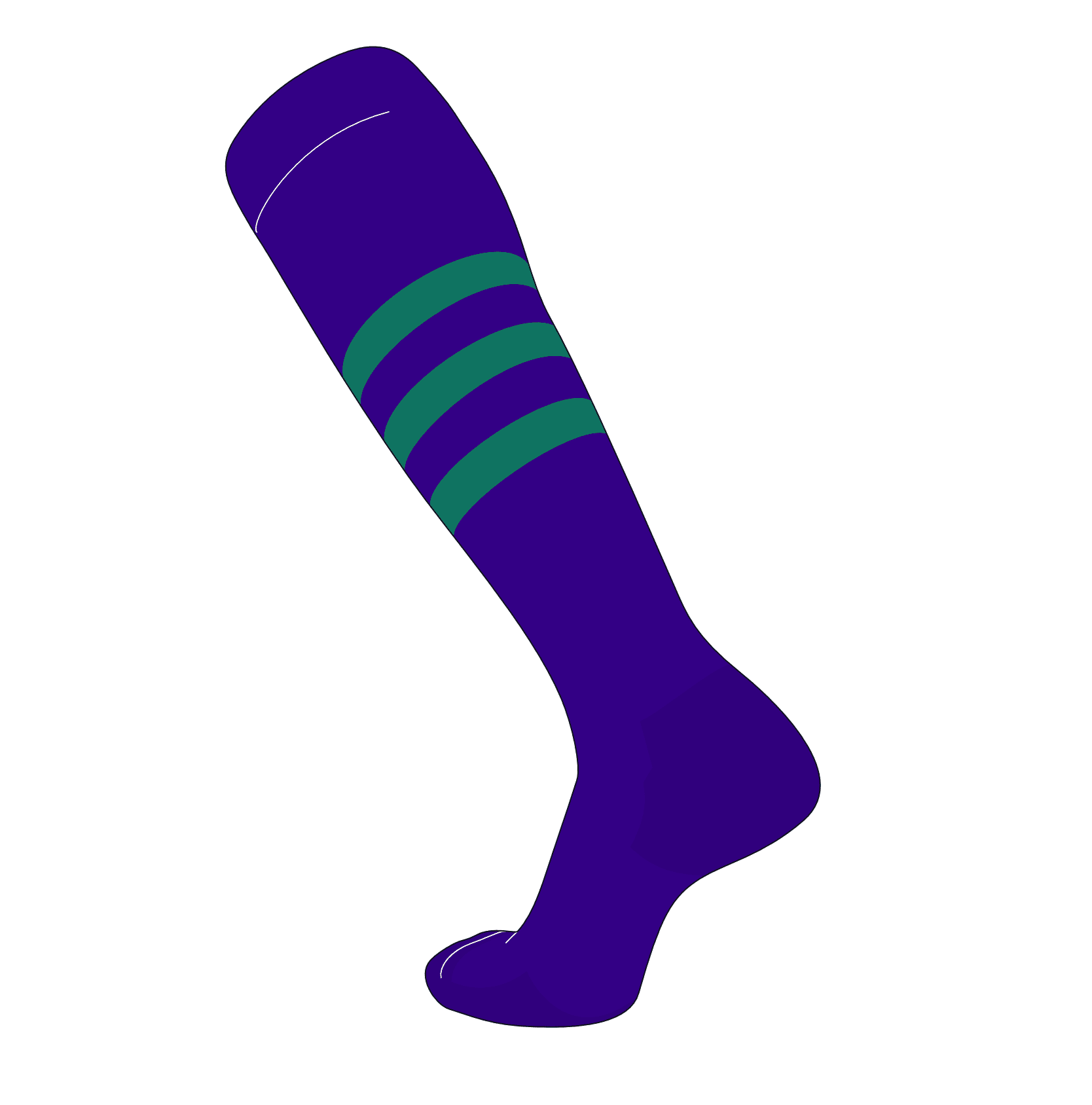 TCK Elite Baseball Football Knee High Striped Socks Purple White Marlin D 