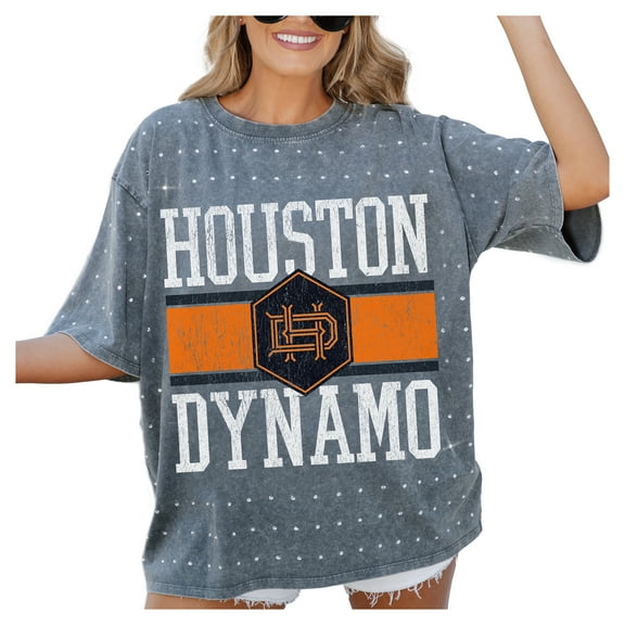 Women's-Gameday Couture  Gray Houston Dynamo FC Oversized Mini Rhinestone Classic T-Shirt