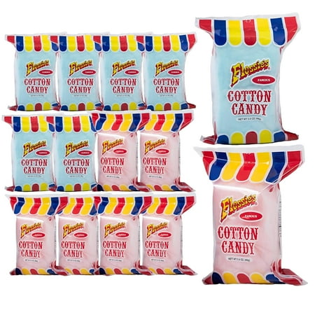 Famous Cotton Candy, Flavourful Blueberry and Strawberry, Light and Fluffy Cotton Candy, Ideal Party Snack for All Ages, 2.4 Ounce (12 Pack)