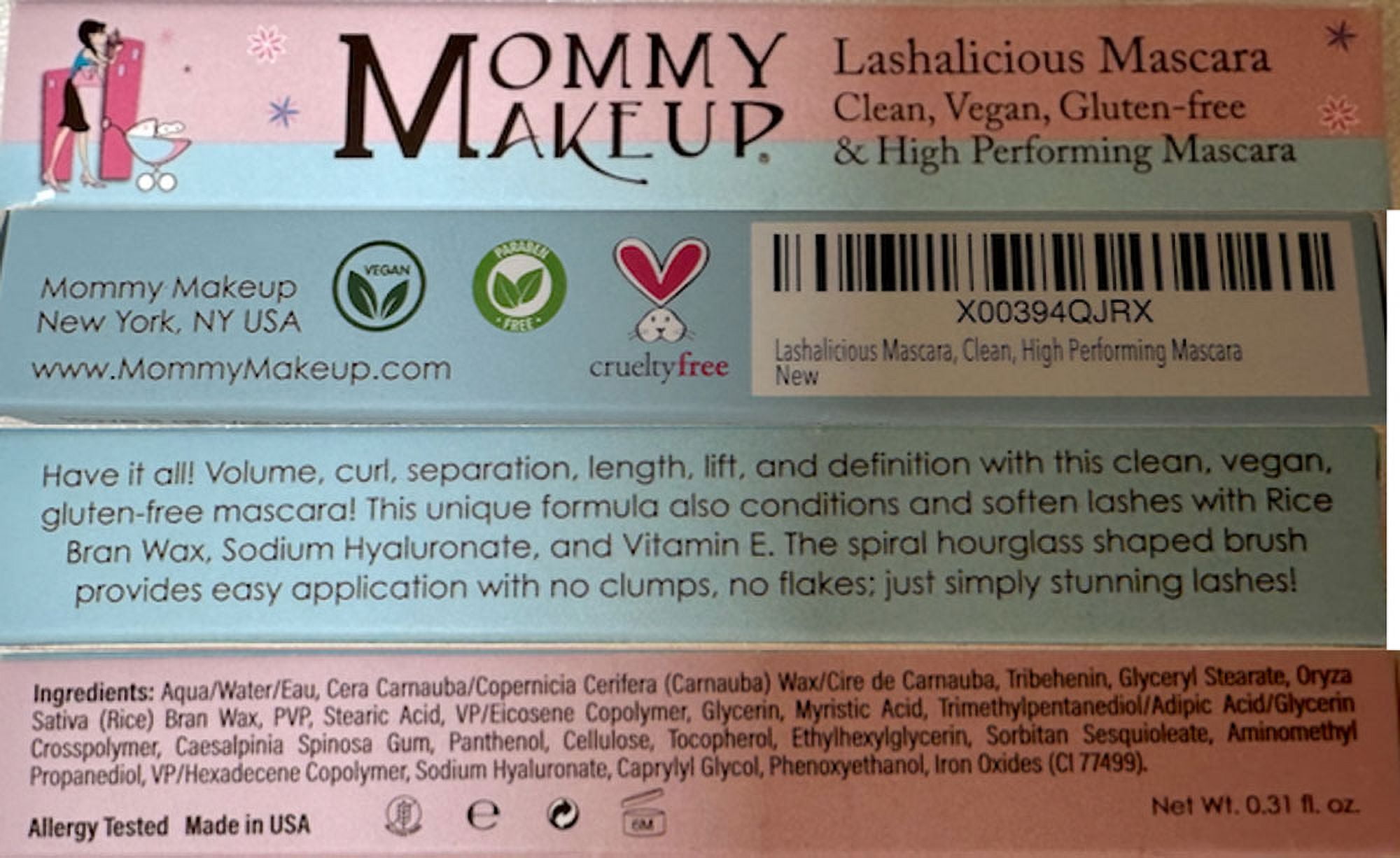 Lashalicious Vegan Mascara - Clean, Gluten Free for Volume & Length by Mommy Makeup