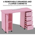 thumbnail image 5 of BarberPub Makeup Vanity Desk with Storage Drawer and Cabinet, Nail Desk with Wheels, 5 of 8