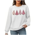thumbnail image 4 of Christmas Womens Waffle Sweatshirts Loose Crewneck Long Sleeve Shirts Cute Pink Christmas Tree Printed Sweaters Casual Fashion Xmas Holiday Party Pullover Tops, 4 of 6