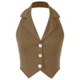 thumbnail image 5 of inhzoy Women Waistcoat Button Vintage Vest Sleeveless Dressy Waistcoat Blazer Suit Vest, 5 of 6