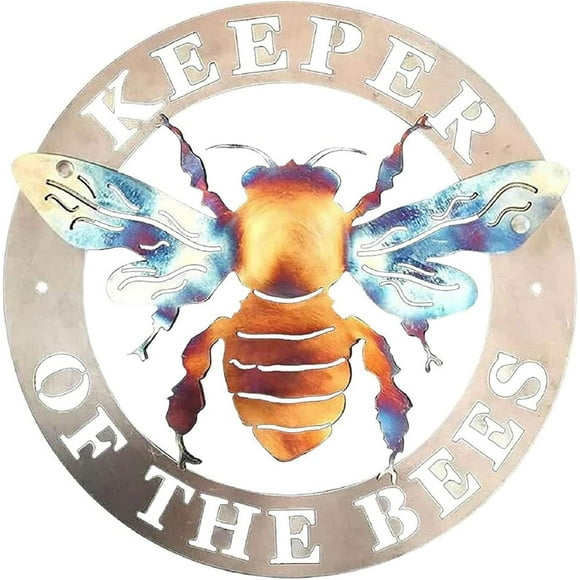 Sign Keeper of The Bees Metal Art Bee Keeper Wall Garden Craft Bee Farm Sign Ornament Style 1