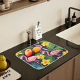 thumbnail image 5 of Yayeee Dish Drying Mat for Kitchen Counter 16" x 18" Microfiber Super Absorbent Coffee Decorative Pad, Flamingo Pattern, 5 of 9