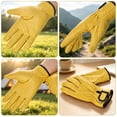 thumbnail image 4 of YLOHUIL Cowhide Work Gloves, Thorn Proof Gardening Gloves for Men and Women, Breathable Leather Protective Gloves for Construction Driving and Yard Work, One Size, 4 of 8