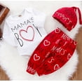 thumbnail image 6 of Fortune Valentine's Day Baby Boy Romper+Letters Print Pants+Cap 3pcs Clothes set, 6 of 7