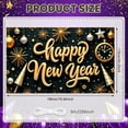 thumbnail image 2 of Gold Theme Happy New Year Banner Black Background Festive Backdrop Firework Design Star Decoration Holiday Background for New Year Party Holiday Celebration Indoor Decoration, 2 of 9