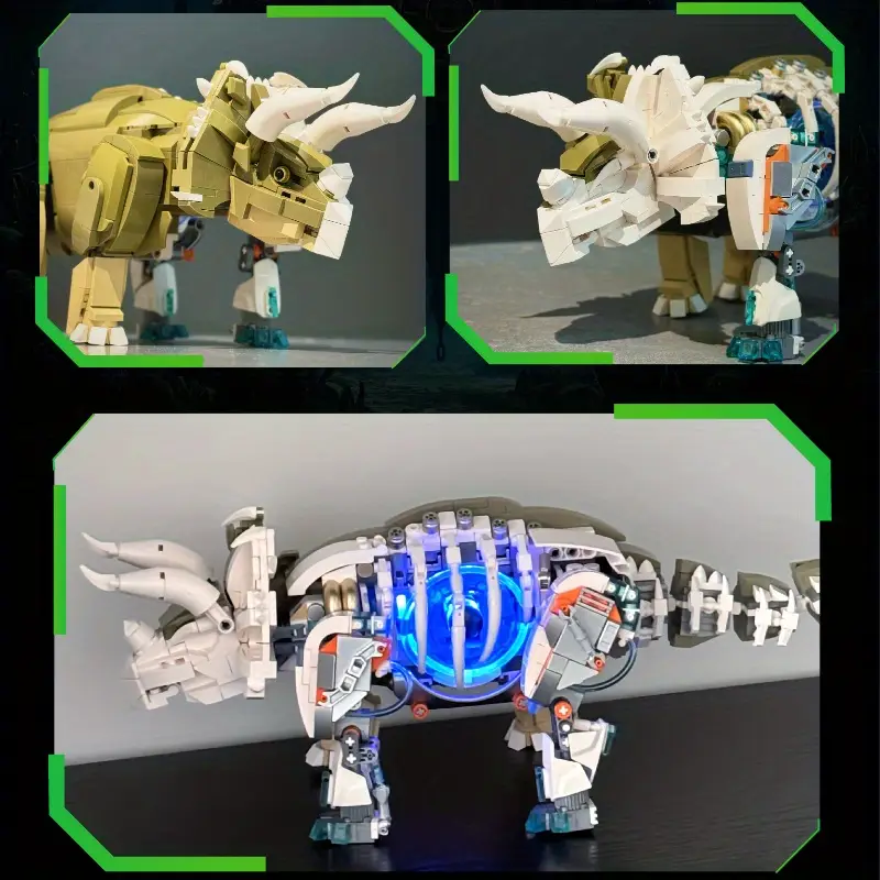 GZBrick Jurassic Mechanical Triceratops Building Sets Compatible with Lego Dinosaur World for Adults Boys 1180PCS