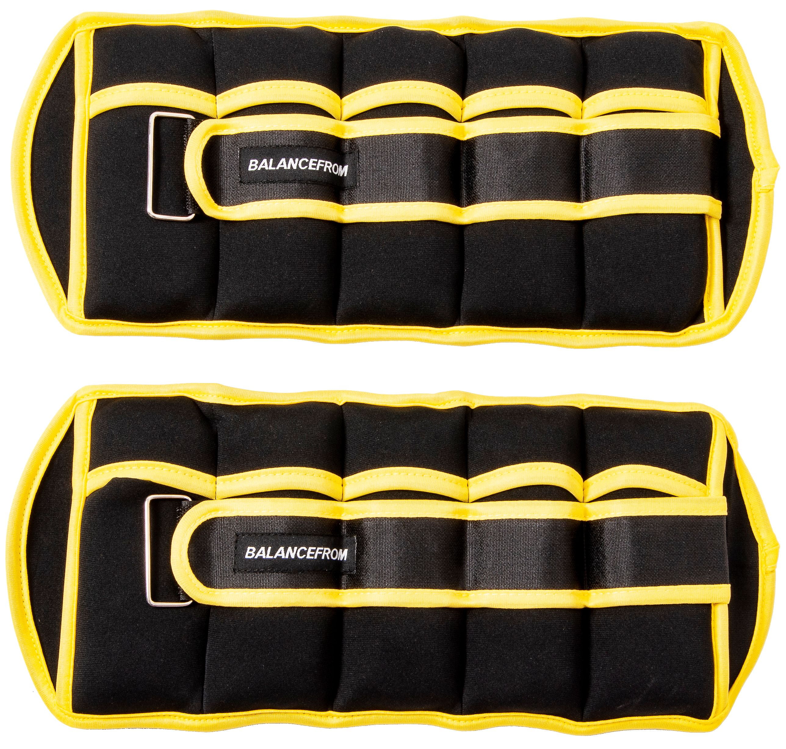 BalanceFrom 15 lbs Fully Adjustable Ankle Wrist Arm Leg Weights w Adjustable Strap, Pair Adjusts 0.5-7.5 lbs Each