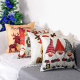 thumbnail image 4 of Funda de almohada, juego de 4 fundas de cojín cuadradas estampadas de algodón y lino con diseño de alce navideño, Papá Noel, muñeco de nieve y enano para cama, coche, hogar, sofá, 45 x 45 cm, 4 of 5