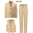 thumbnail image 3 of Boys Suits 3 Piece Wedding Page Boy Party Prom Suit Jacket+Vest+Pants+Tie khaki, 3 of 9