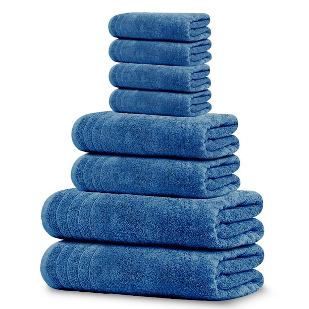 Juego de toallas Tens Towels, 8 piezas, 100% algodón (azul)