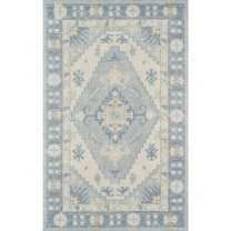 Momeni Anatolia Wool and Nylon Machine Made Blue Area Rug 6'6" X 9'