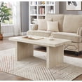 thumbnail image 3 of Roundhill Furniture Cavira 3-Piece Faux Marble Coffee Table Set, Coffee Table and Two End Tables, Beige, 3 of 16