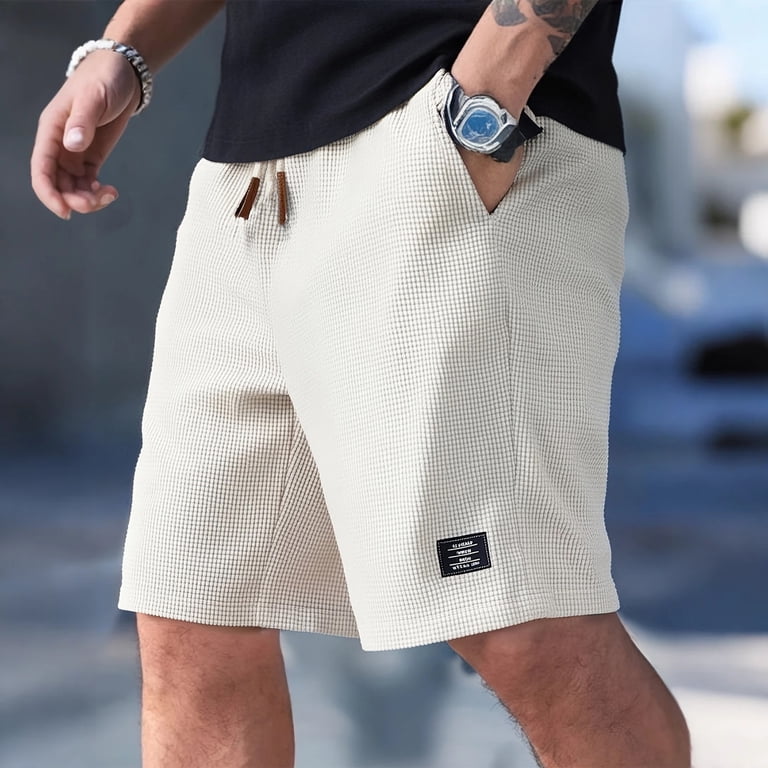 Nestiefly Mens Shorts 7 Inch Inseam Above Knee Elastic Waist High