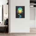 thumbnail image 6 of Colorful Moon Mountain Scenery Decor Wall Art Stream Moon Light Wall Decor Creativity Moon Pictures Canvas Painting Framed Artwork for Living Room Bathroom Bedroom 12"x16", 6 of 6