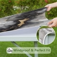 thumbnail image 6 of Black Gray Gold Marble Pattern Square Fitted Tablecloth with Elastic Edge,Square Table Cover,Washable Elastic Table Cover for Home Kitchen Party Decor 34"x34", 6 of 6