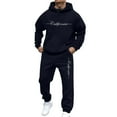 thumbnail image 2 of ibiyuan Men Leisure 2 Piece Suits Long Sleeve Pullover Hoodie and Pants Long Sleeve Hoodie and Sweatpants Set Jogging Athletic Suits Outfits Sport Suits,Navy, 2 of 4