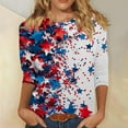 thumbnail image 2 of 4th of July Shirts for Womens 2025 Fashion American Flag Graphic Tees Independence Day Cute Patriotic T-Shirts Gradient USA Flag Star Stripes Print Tunic 3/4 Sleeve Plus Size Tshirts Comfy Outfits, 2 of 5