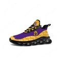 thumbnail image 1 of Zapatillas de baloncesto King número 23 6 para hombre y mujer, deportivas, color dorado y morado, personalizables., 1 of 6