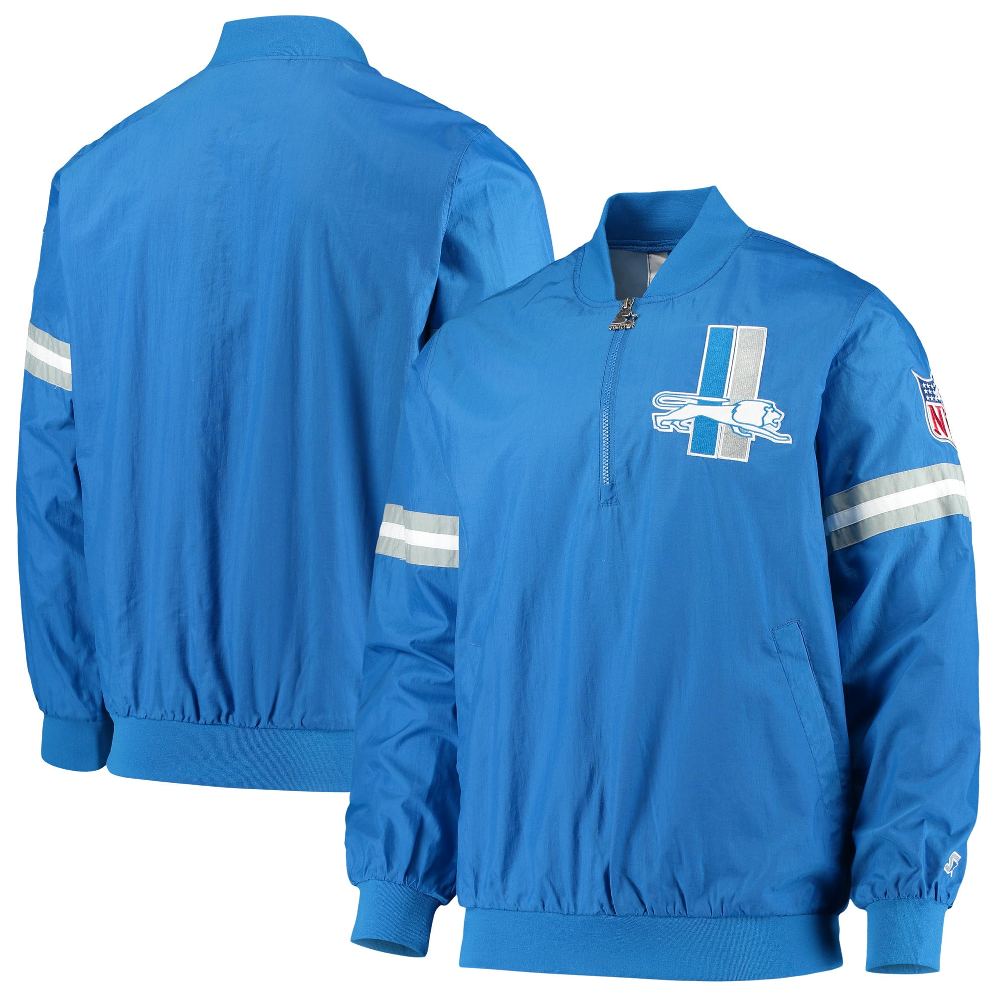 Detroit Lions Starter Throwback Jet Half-Zip Pullover Jacket - Blue