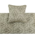 thumbnail image 3 of The HomeCentric King / Queen / Twin Grey Decorative Twin 53"x18" Bed Runner With 2 Pillow Cover, Quilted, Damask& Gold Zari Embroidery Bed Scarf on Silk fabric - Winifred, 3 of 5