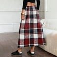 thumbnail image 7 of Npasoilc Plaid Wool Skirt for Women High Waisted Ruffled A-Line Ankle-Length Buttoned With Pockets for Casual Fall and Winter Wear, 7 of 7