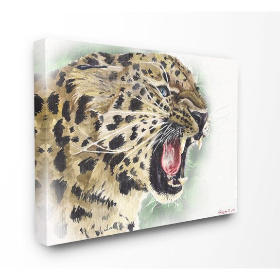 Stupell Industries Cool Leopard Large Cat Animal Watercolor Painting Canvas Wall Art by George Dyachenko