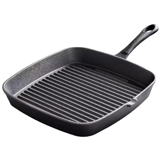 Cacerola para Acampar Olla Tortilla Espesado Máquina Panqueques Sartén Rayas Cuadradas Bistec Filete Hierro Fundido Antiadherente Sin Revestimiento